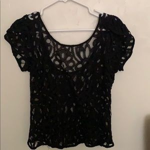 Black lace tee overlay